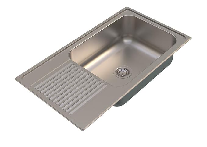 Carysil Stainless Steel Sink Vogue Single Bowl With Drainer (1mm) 36x20x9