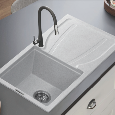 Franke Eurostone 611-86 (T. Silver) SINGLE BOWL WITH DRAINBOARD