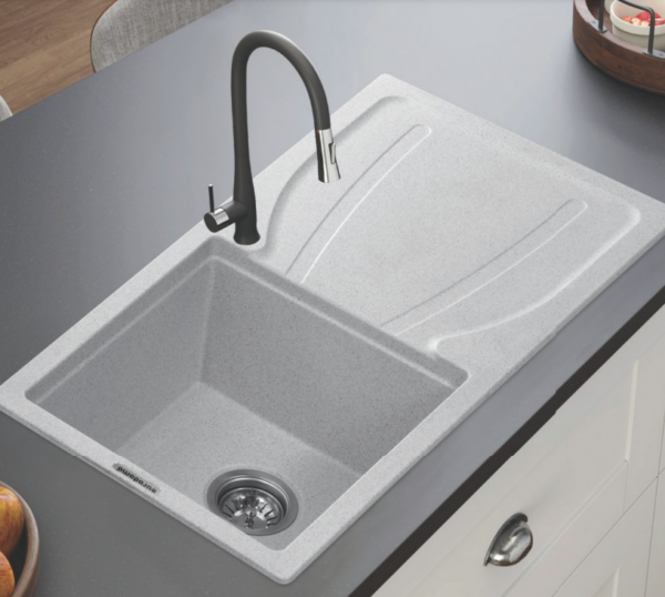 Franke Eurostone 611-86 (T. Silver) SINGLE BOWL WITH DRAINBOARD
