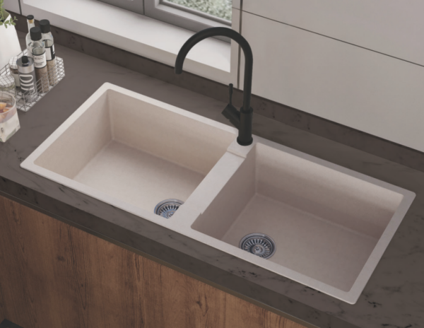 Franke Eurostone 620-116 (Carbon Black) DOUBLE BOWL WITHOUT DRAINBOARD