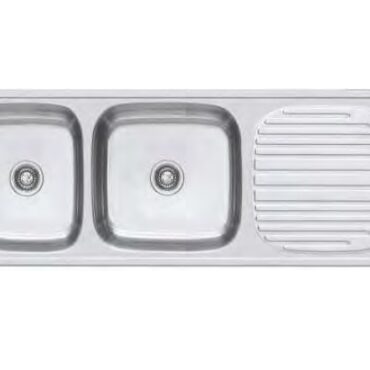 Franke Stainless Steel Sink DOUBLE BOWL WITH DRAINBOARD 621CX Omni (55X20X7&8) Satin Finish