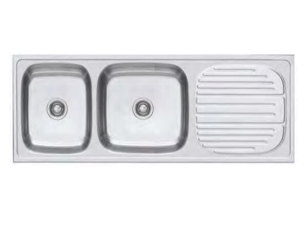 Franke Stainless Steel Sink DOUBLE BOWL WITH DRAINBOARD 621CX Omni (55X20X7&8) Satin Finish