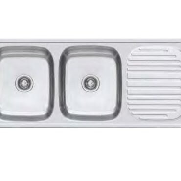 Franke Stainless Steel Sink DOUBLE BOWL WITH DRAINBOARD 621X Trendy (47X20X7) Satin Finish