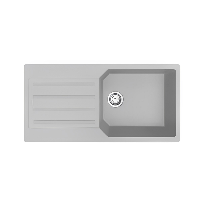 Franke-Urban-Range-40x20-stone-grey-finish-sink UBG 611/211-100 (40X20X8)STONE GREY URBAN RANGES - FRANKE QUARTZ SERIES