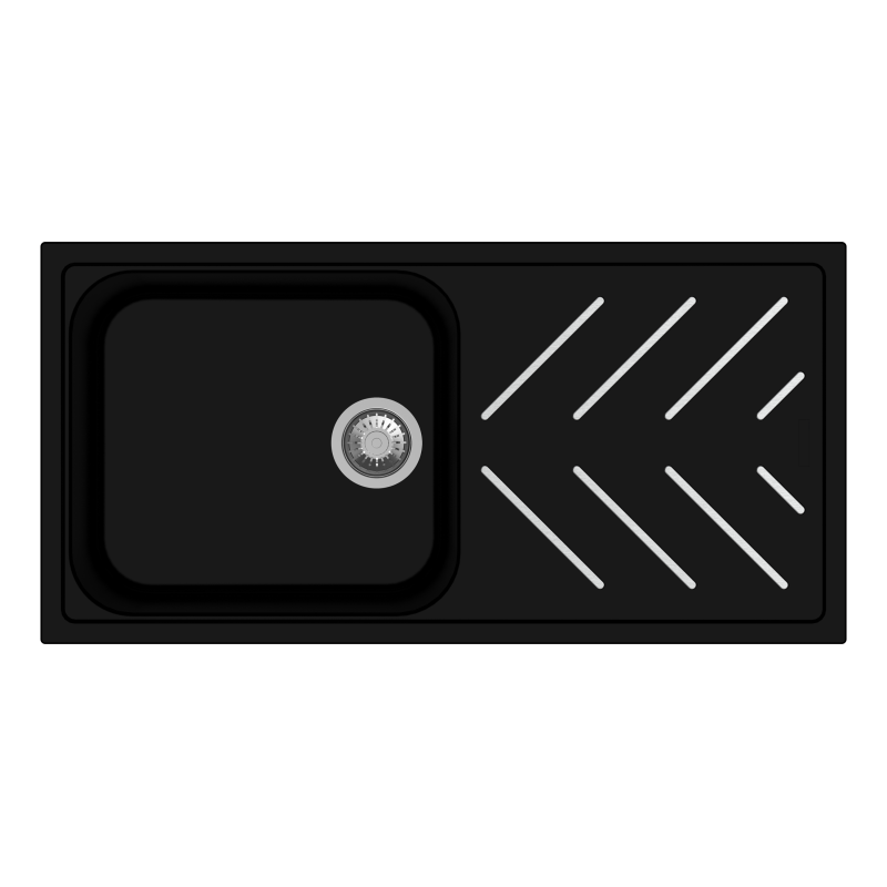 Carysil New Beethoven with Steel Inlays Quartz Sink D100L Granite Metallic Nera